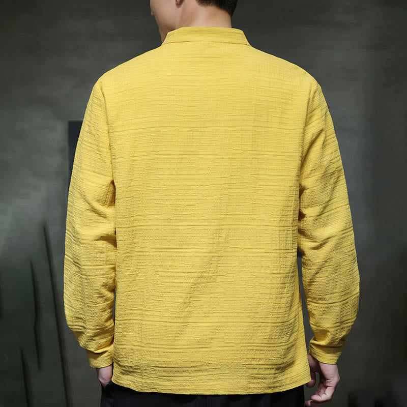 Solid Color Half Frog-button Tang Suit Cotton Linen Men's Jacket Shirt