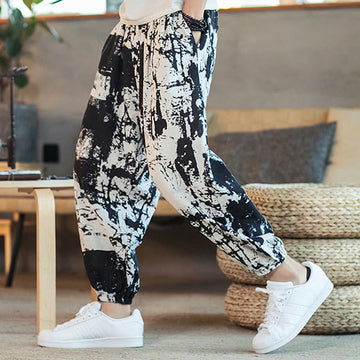 Cotton Linen Ink Wash Mindful Movement Harem Pants