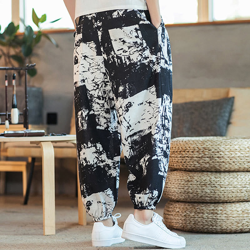 Cotton Linen Ink Wash Mindful Movement Harem Pants
