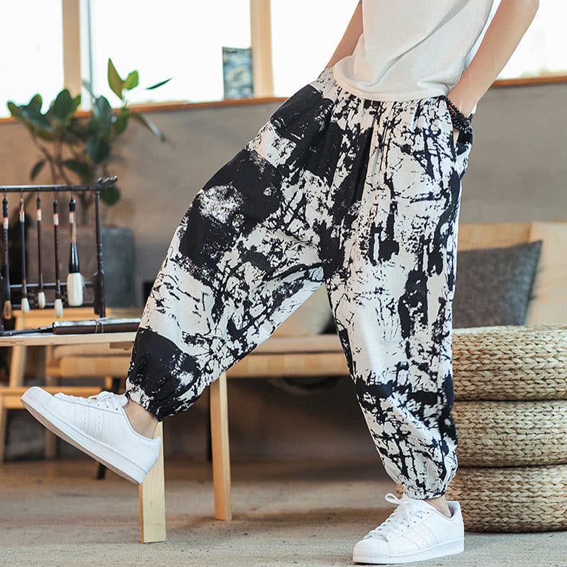 Cotton Linen Ink Wash Mindful Movement Harem Pants