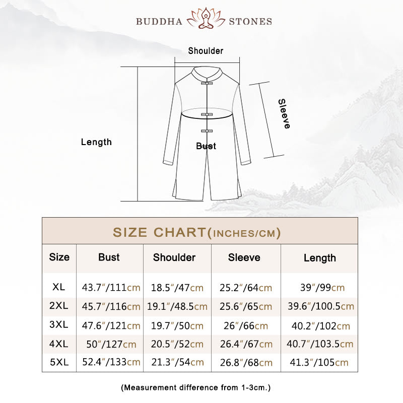 Fall Simple Frog-Button Linen Men's Mid-length Coat Zen Clothing