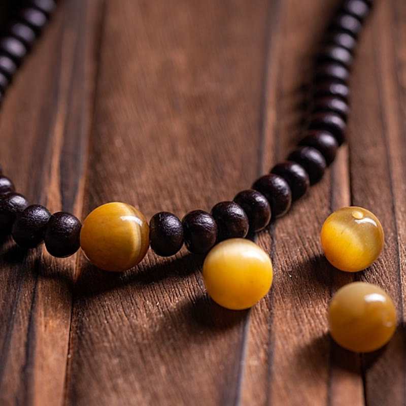 Tiger Eye & 108 Bowl Bodhi Seed Multi-Layer Meditation Mala Bracelet
