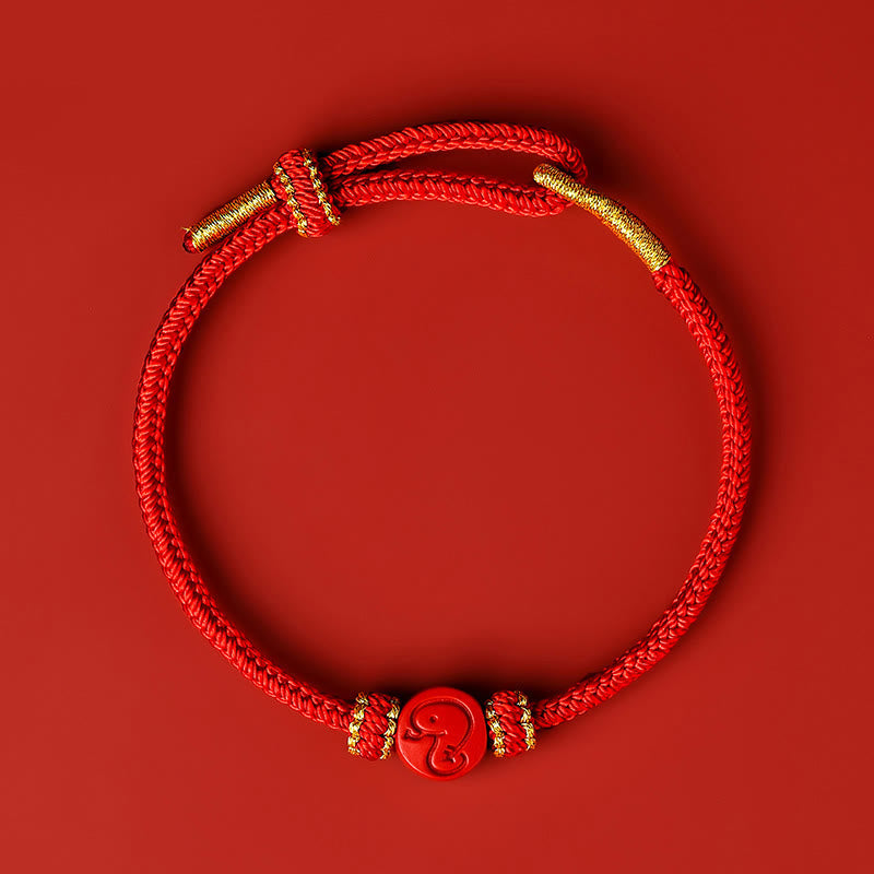 Chinese Zodiac Red String Eight Thread Peace Knot Cinnabar Protection Luck Bracelet