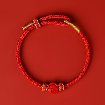 Chinese Zodiac Red String Eight Thread Peace Knot Cinnabar Protection Luck Bracelet