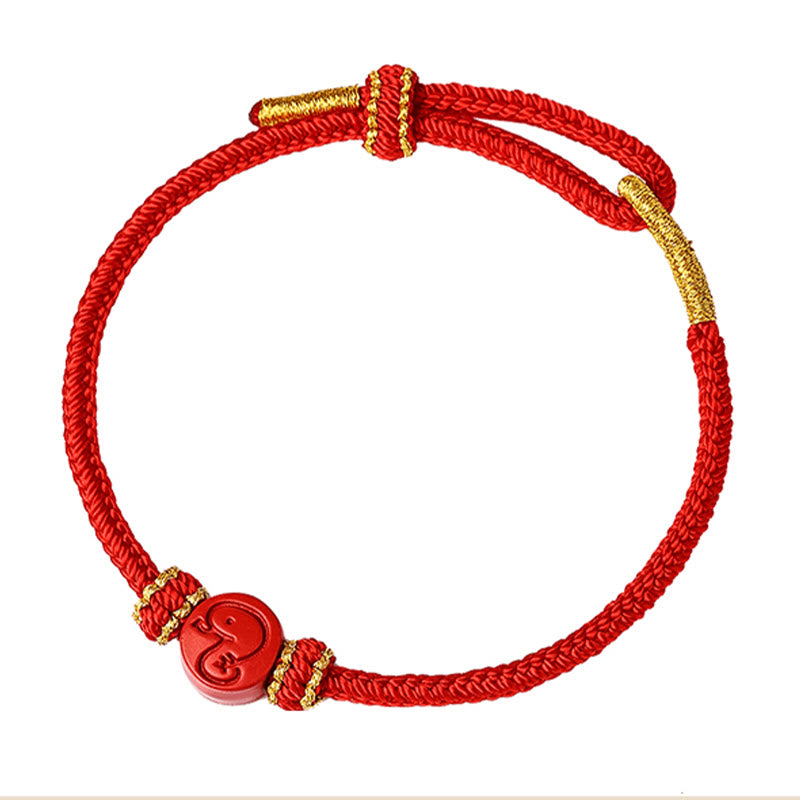 Chinese Zodiac Red String Eight Thread Peace Knot Cinnabar Protection Luck Bracelet