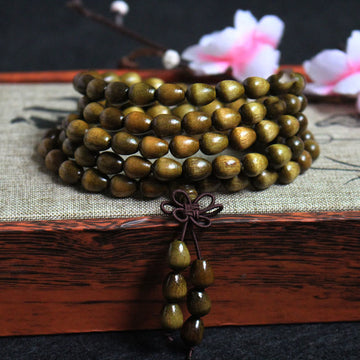 108 Mala Teardrop Beads Natural Phoebe Zhennan Wood Protection Bracelet