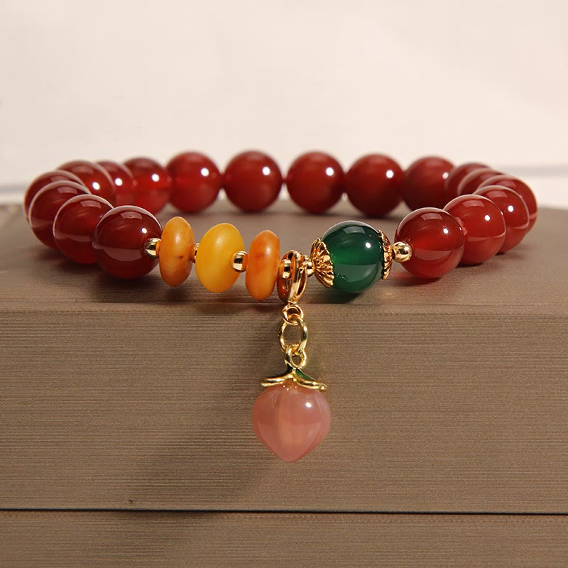 Red Agate Amber Peach Charm Self-acceptance Bracelet