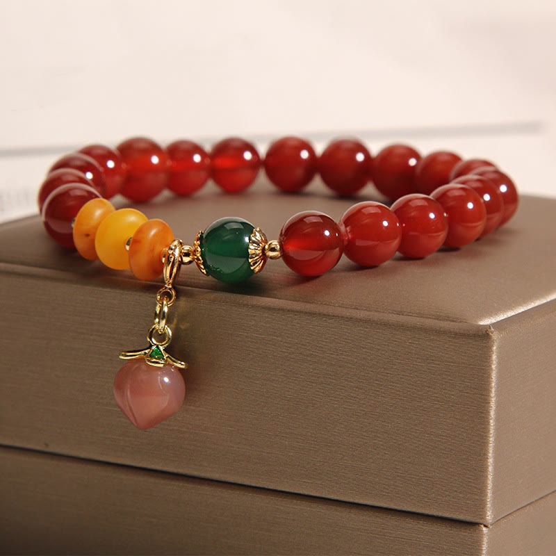 Red Agate Amber Peach Charm Self-acceptance Bracelet