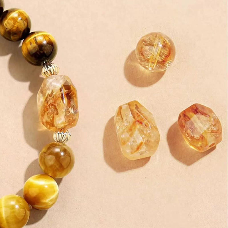 Natural Yellow & Black Tiger Eye with Citrine Energy Anchor Bracelet