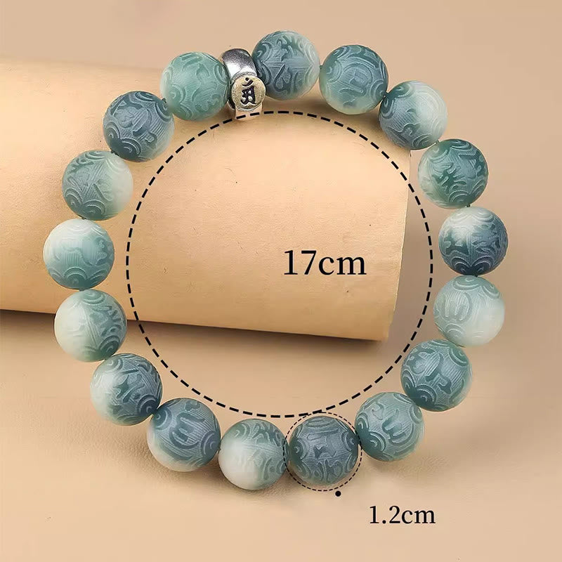 Engraved Bodhi Seed Om Mani Padme Hum Mantra Chinese Zodiac Patron Buddha Bracelet