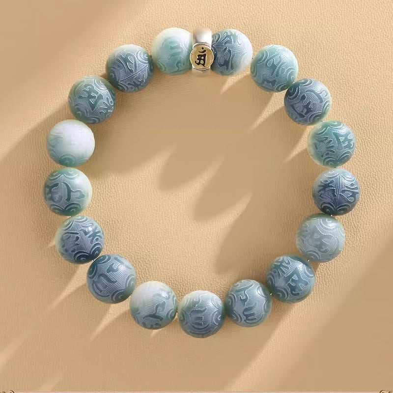 Engraved Bodhi Seed Om Mani Padme Hum Mantra Chinese Zodiac Patron Buddha Bracelet
