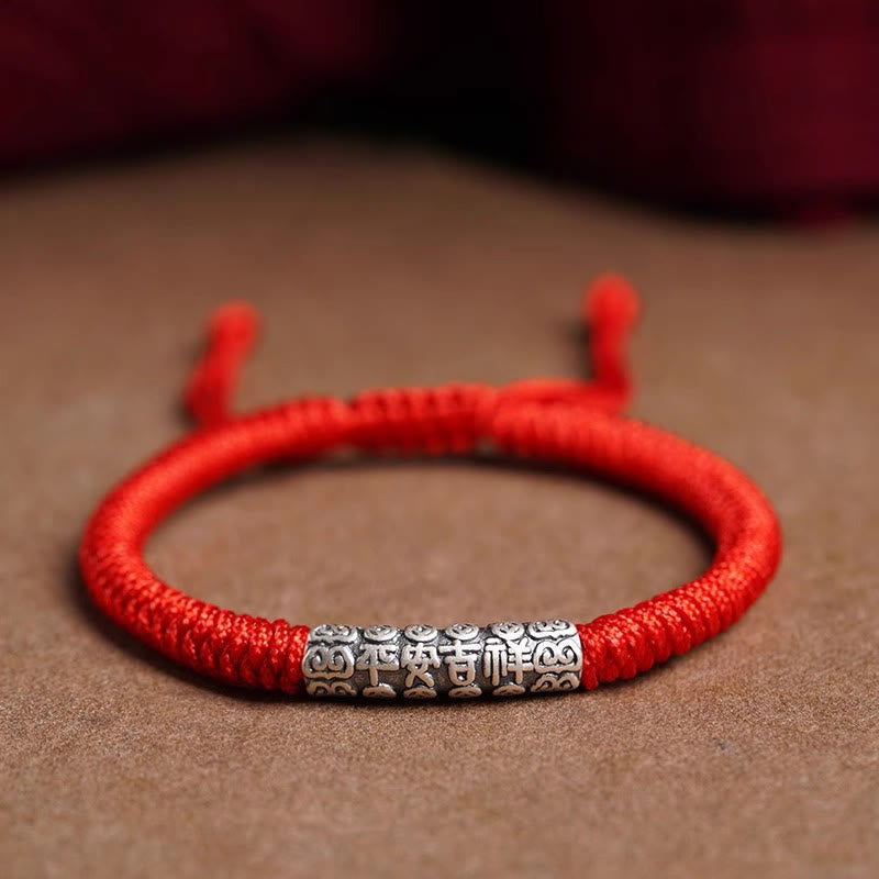 Handmade 999 Sterling Silver Peace and Good Fortune Om Mani Padme Hum Luck Rope Bracelet