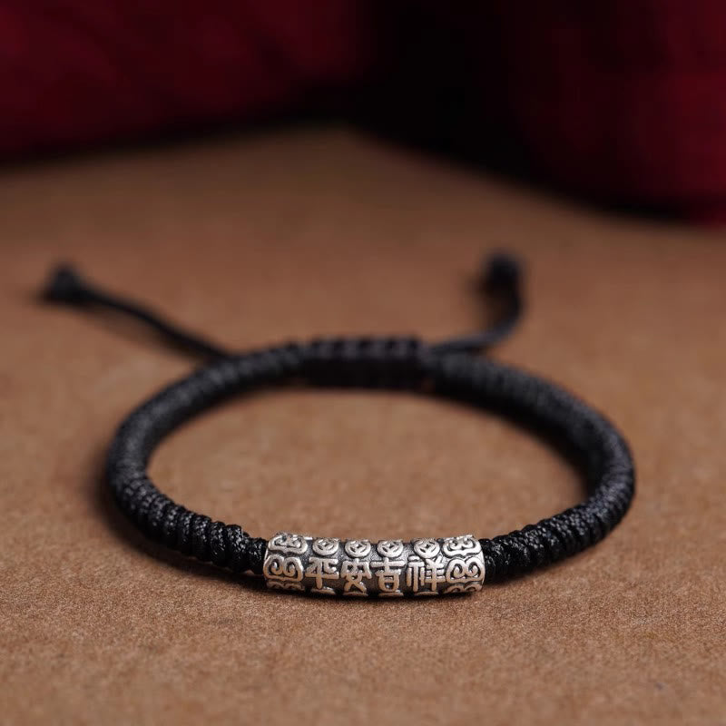 Handmade 999 Sterling Silver Peace and Good Fortune Om Mani Padme Hum Luck Rope Bracelet