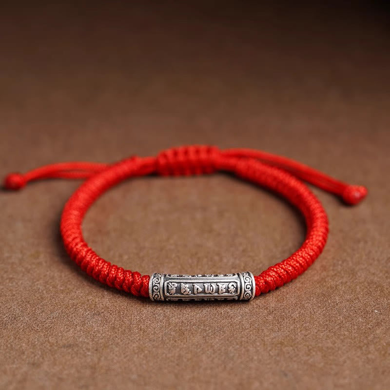 Handmade 999 Sterling Silver Peace and Good Fortune Om Mani Padme Hum Luck Rope Bracelet