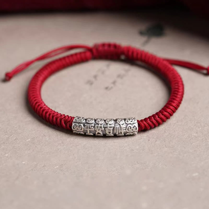 Handmade 999 Sterling Silver Peace and Good Fortune Om Mani Padme Hum Luck Rope Bracelet