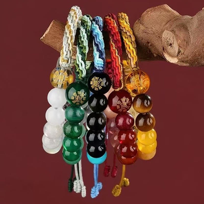 Five Elements Various Crystal Agate Wealth Reincarnation Knot Braid Bracelet