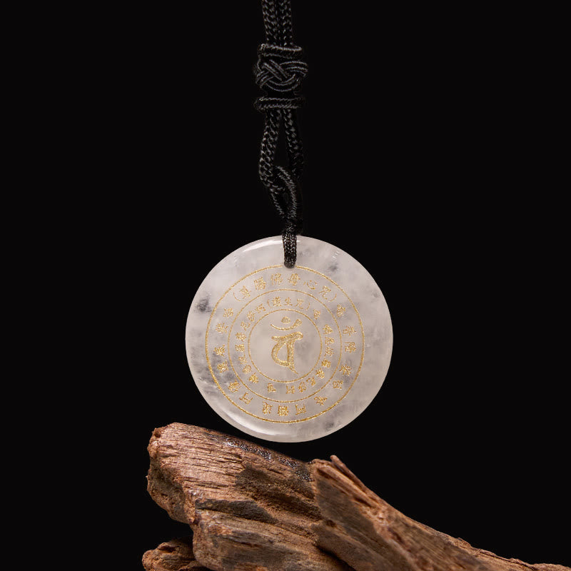 Vairocana Tathagata Sanskrit Mantra Various Crystal Black Obsidian Green Aventurine Strength Necklace Pendant