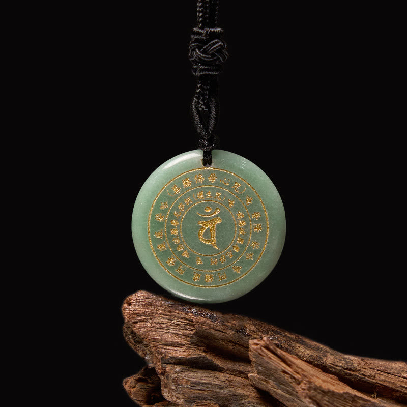 Vairocana Tathagata Sanskrit Mantra Various Crystal Black Obsidian Green Aventurine Strength Necklace Pendant