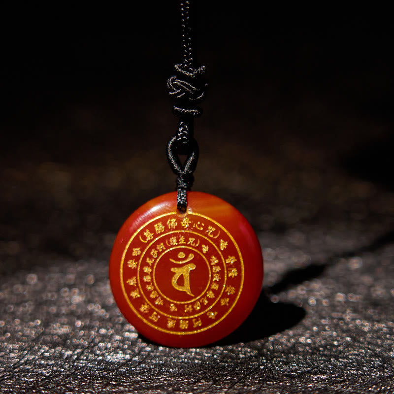 Vairocana Tathagata Sanskrit Mantra Various Crystal Black Obsidian Green Aventurine Strength Necklace Pendant