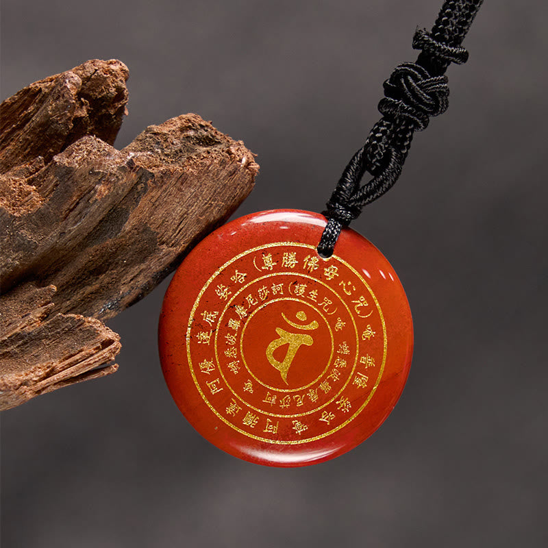 Vairocana Tathagata Sanskrit Mantra Various Crystal Black Obsidian Green Aventurine Strength Necklace Pendant