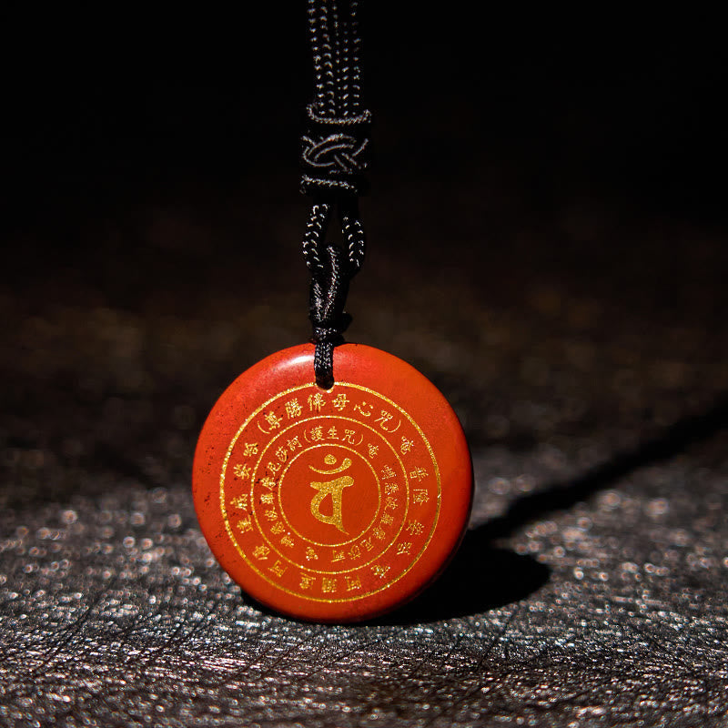 Vairocana Tathagata Sanskrit Mantra Various Crystal Black Obsidian Green Aventurine Strength Necklace Pendant