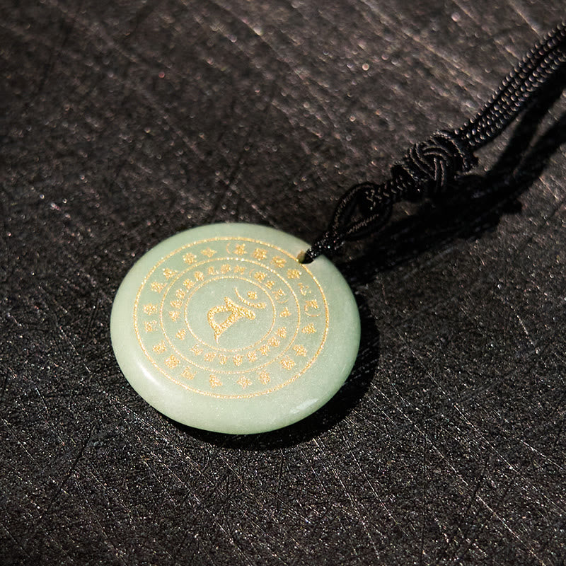 Vairocana Tathagata Sanskrit Mantra Various Crystal Black Obsidian Green Aventurine Strength Necklace Pendant