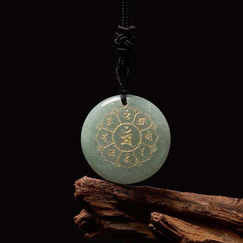 Om Mani Padme Hum Natural Various Crystal Black Obsidian Strength Necklace Pendant