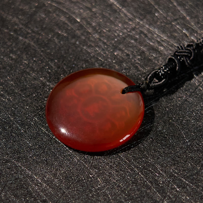 Om Mani Padme Hum Natural Various Crystal Black Obsidian Strength Necklace Pendant