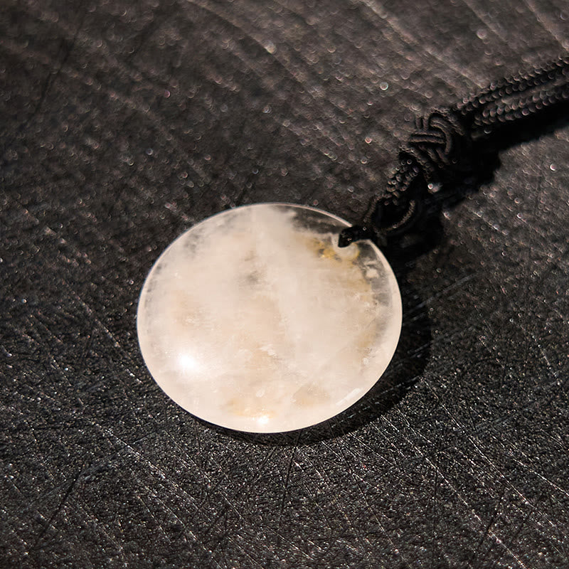 Swastika Lotus Pattern Natural Various Crystal Black Obsidian Purification Necklace Pendant