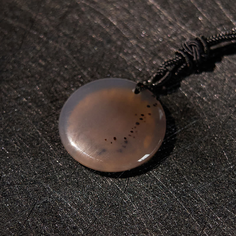 Swastika Lotus Pattern Natural Various Crystal Black Obsidian Purification Necklace Pendant