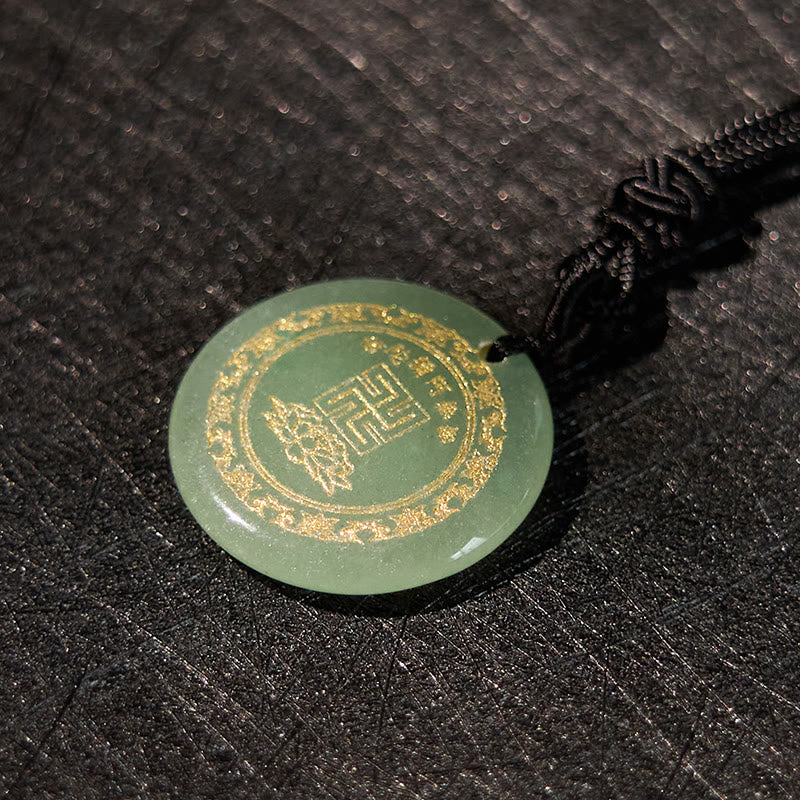 Swastika Lotus Pattern Natural Various Crystal Black Obsidian Purification Necklace Pendant