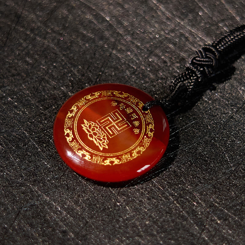 Swastika Lotus Pattern Natural Various Crystal Black Obsidian Purification Necklace Pendant