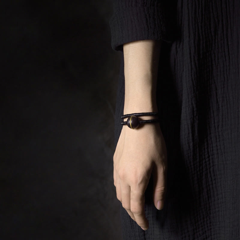 Ebony Wood Copper and Brass Double Wrap Bracelet & Necklace