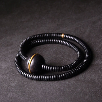 Ebony Wood Copper and Brass Double Wrap Bracelet & Necklace