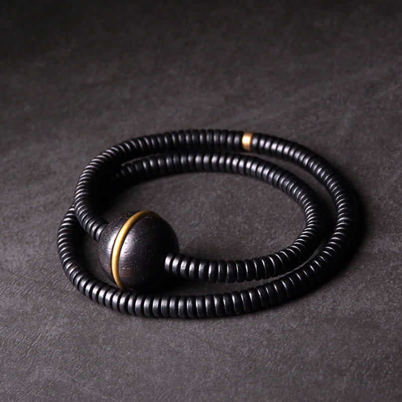 Ebony Wood Copper and Brass Double Wrap Bracelet & Necklace