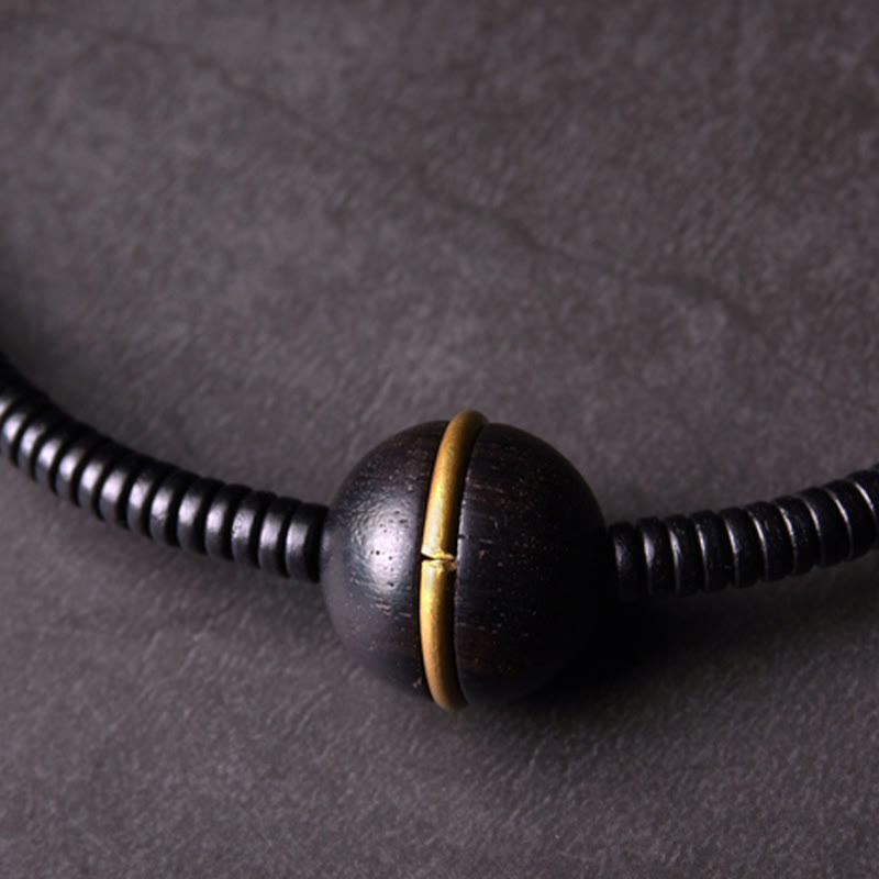 Ebony Wood Copper and Brass Double Wrap Bracelet & Necklace