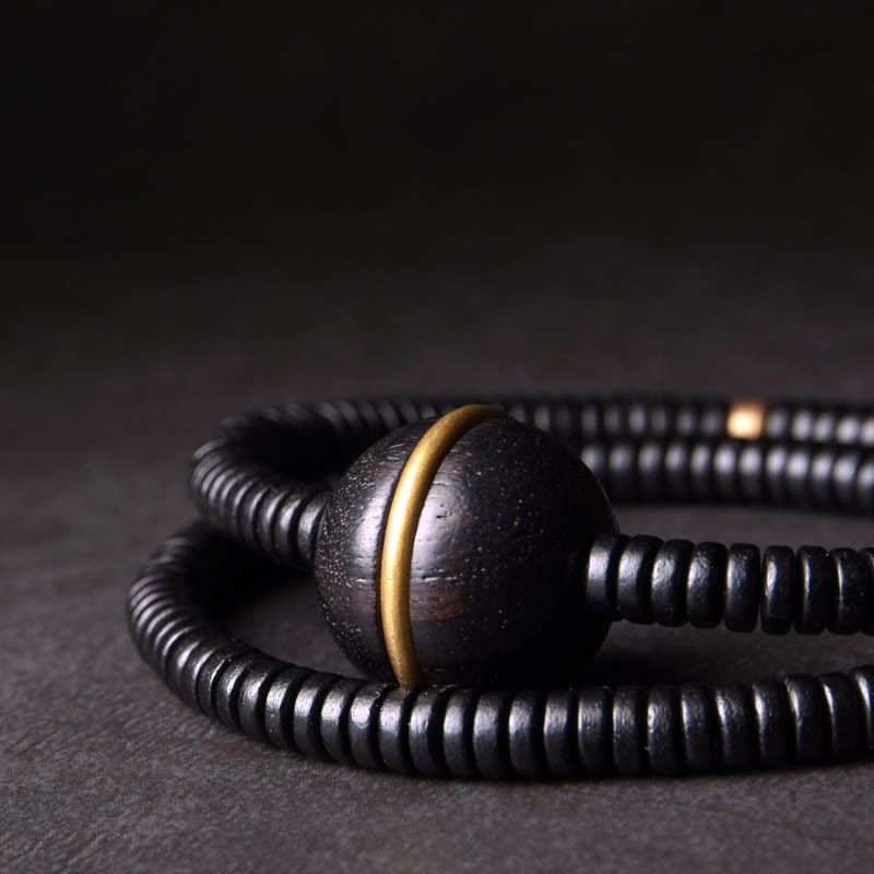 Ebony Wood Copper and Brass Double Wrap Bracelet & Necklace