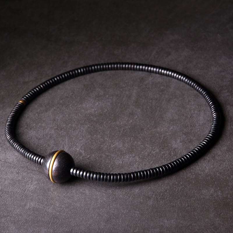 Ebony Wood Copper and Brass Double Wrap Bracelet & Necklace