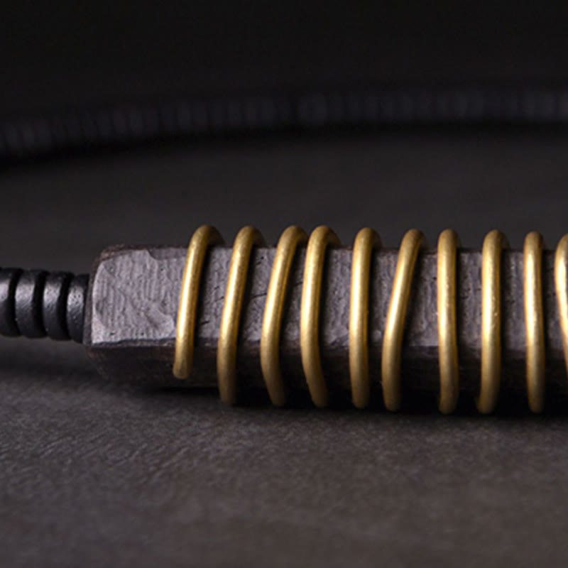 Ebony Wood Copper and Brass Double Wrap Bracelet & Necklace