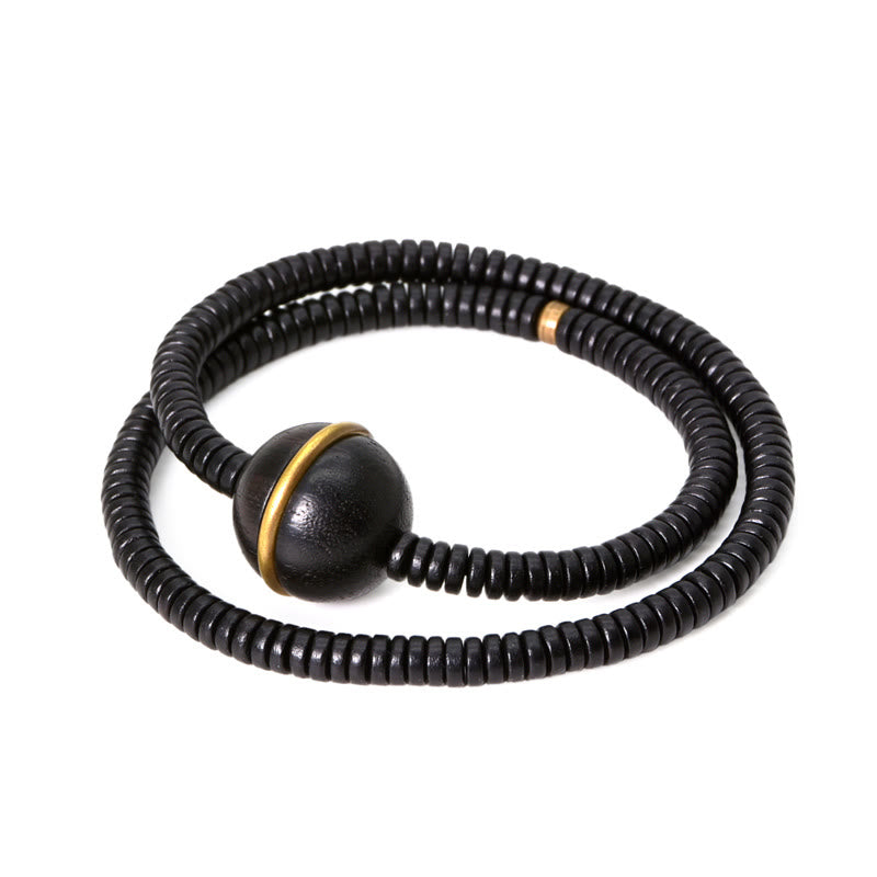 Ebony Wood Copper and Brass Double Wrap Bracelet & Necklace