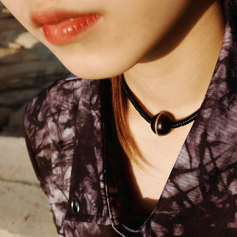 Ebony Wood Copper and Brass Double Wrap Bracelet & Necklace