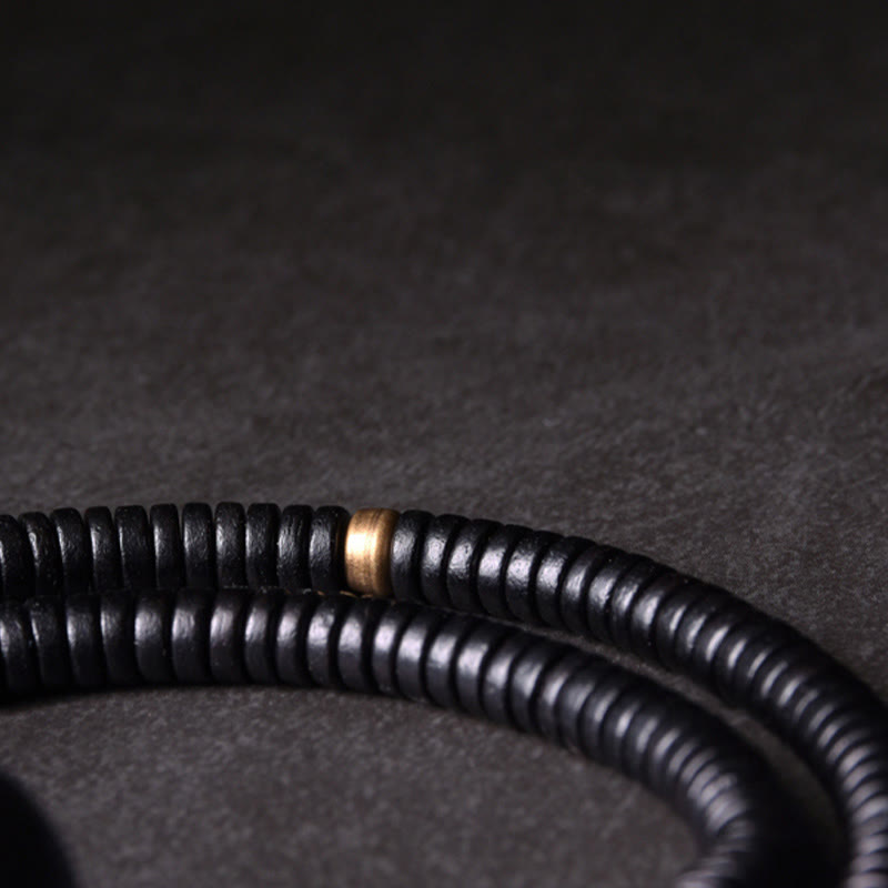 Ebony Wood Copper and Brass Double Wrap Bracelet & Necklace