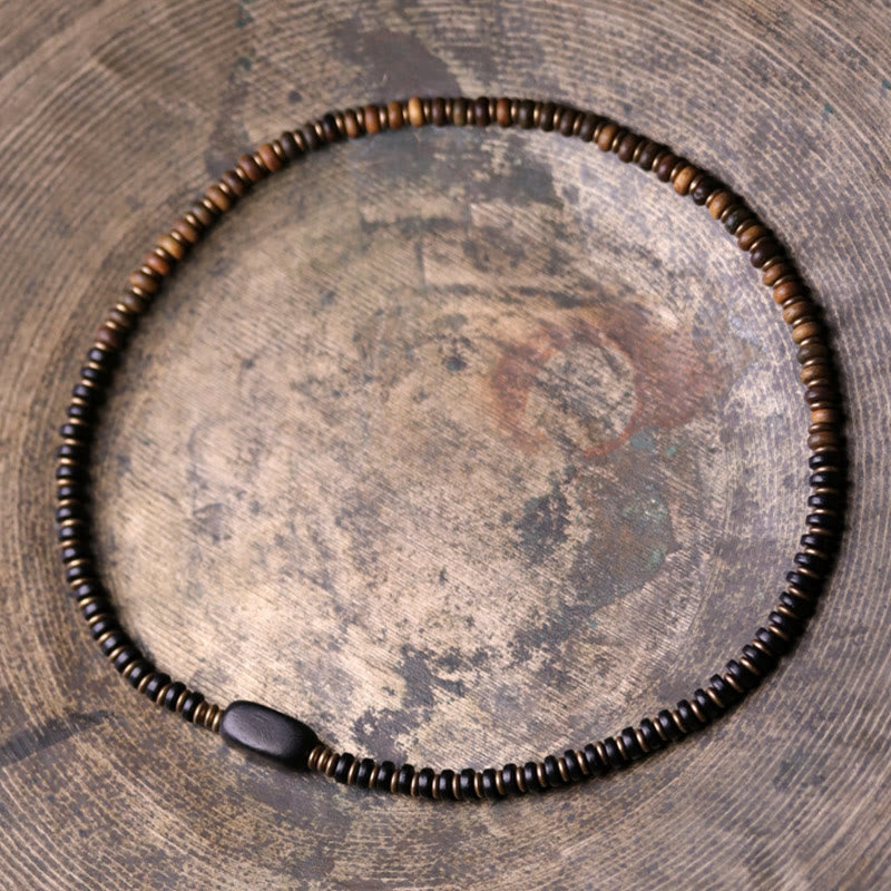 Ebony Wood Green Sandalwood Copper Brass Calm Double Wrap Bracelet