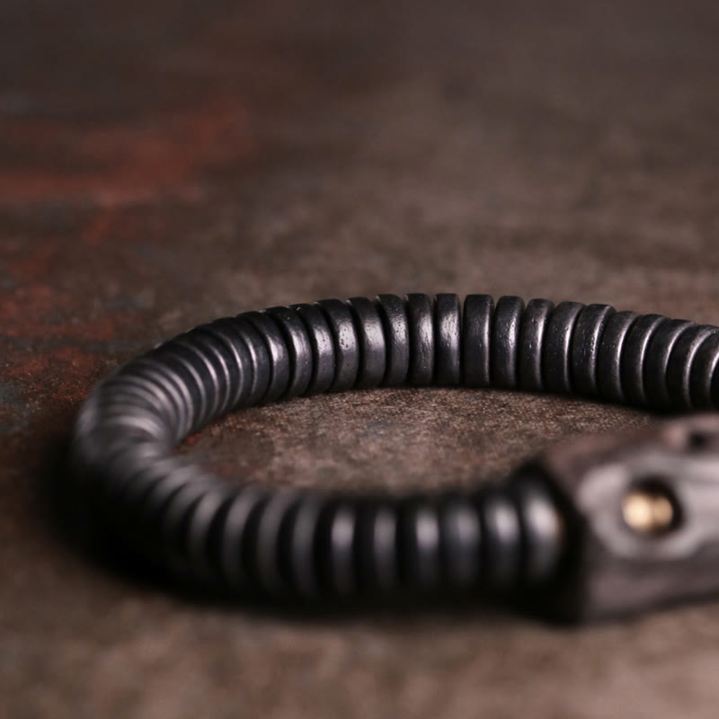 Handmade Ebony Wood and Brass Geometric Beaded Balance Bracelet