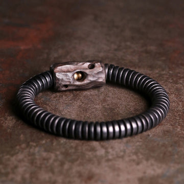 Handmade Ebony Wood and Brass Geometric Beaded Balance Bracelet