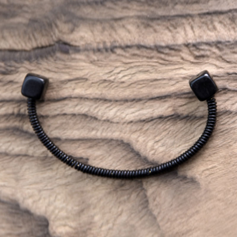 Minimalist Wood Cube Open Balance Bracelet - Ebony & Green Sandalwood