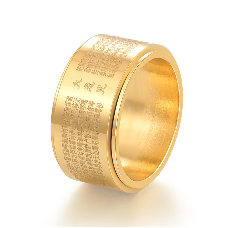 Great Compassion Mantra Carved Rotatable Titanium Steel Spinner Ring