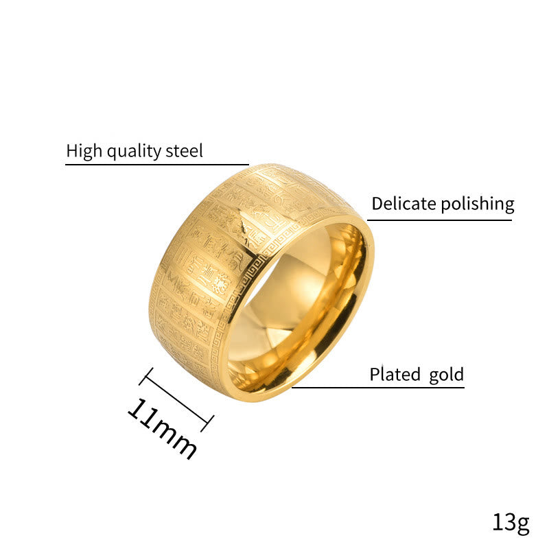 Chinese Characters Engraved Pattern Titanium Steel Balance Ring