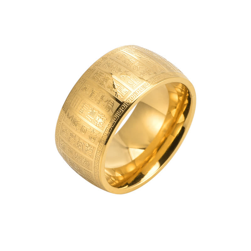 Chinese Characters Engraved Pattern Titanium Steel Balance Ring