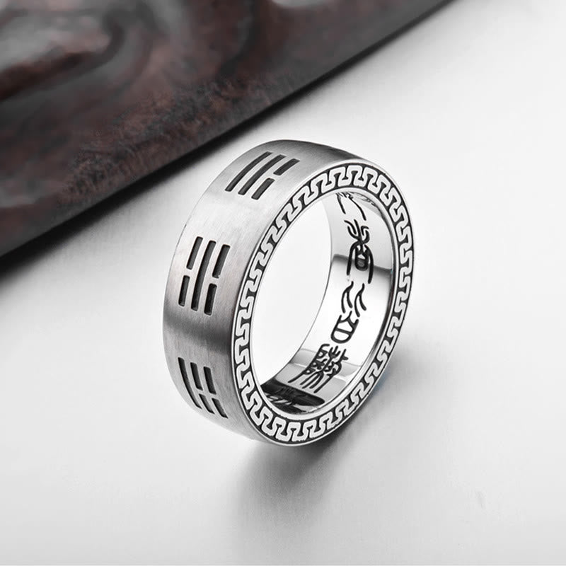 Bagua Yin Yang Taoist Nine-Character Mantra Titanium Steel Harmony Ring